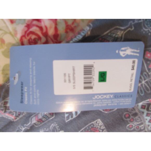 Jockey Women’s Soft Sleepwear Night Shirt Large Grey/Peach Print Shortsleeve - Picture 6 of 6